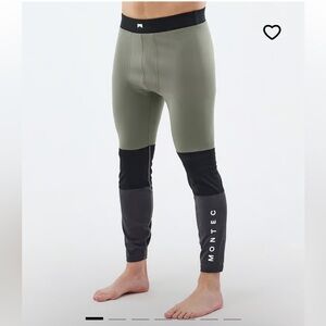 Montec Men’s Greenish Black Phantom Alpha Base Layer Pants Leggings Size S